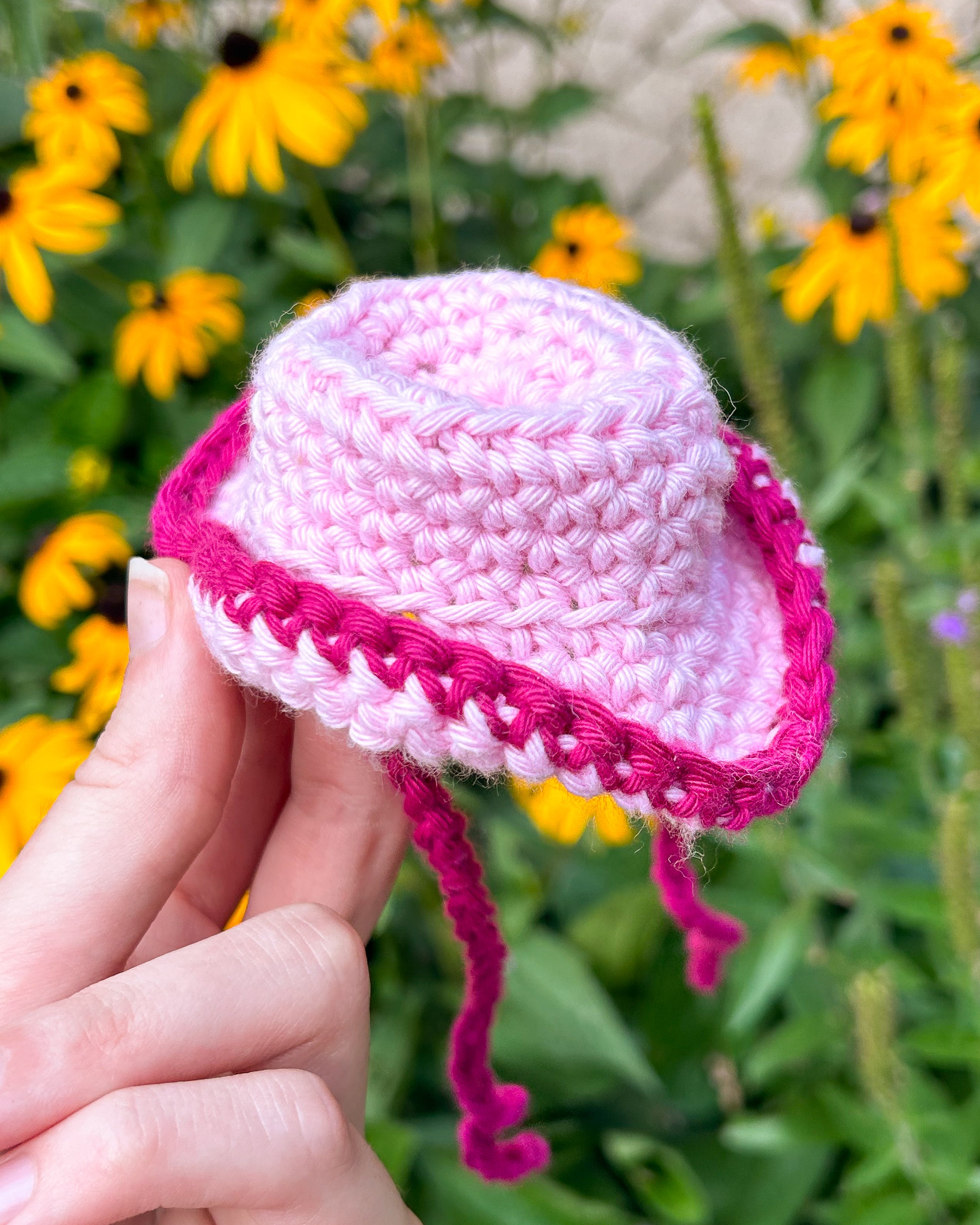 Mini Crochet Cowboy Hat Pattern Knotted Neon