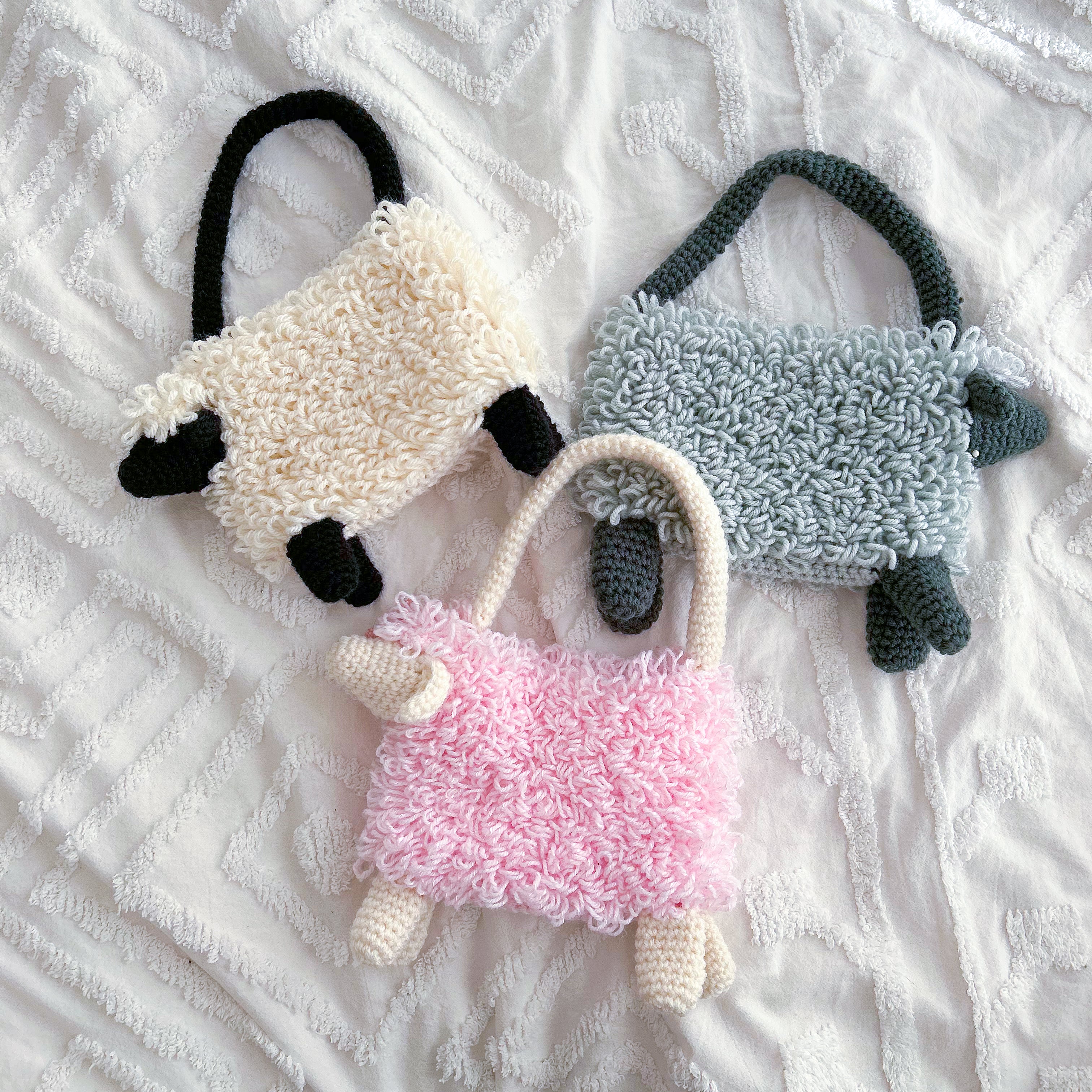 Crochet Bag Pink Fluffy Bag Fluffy Bag Wool Crochet Bag Sheep Bag