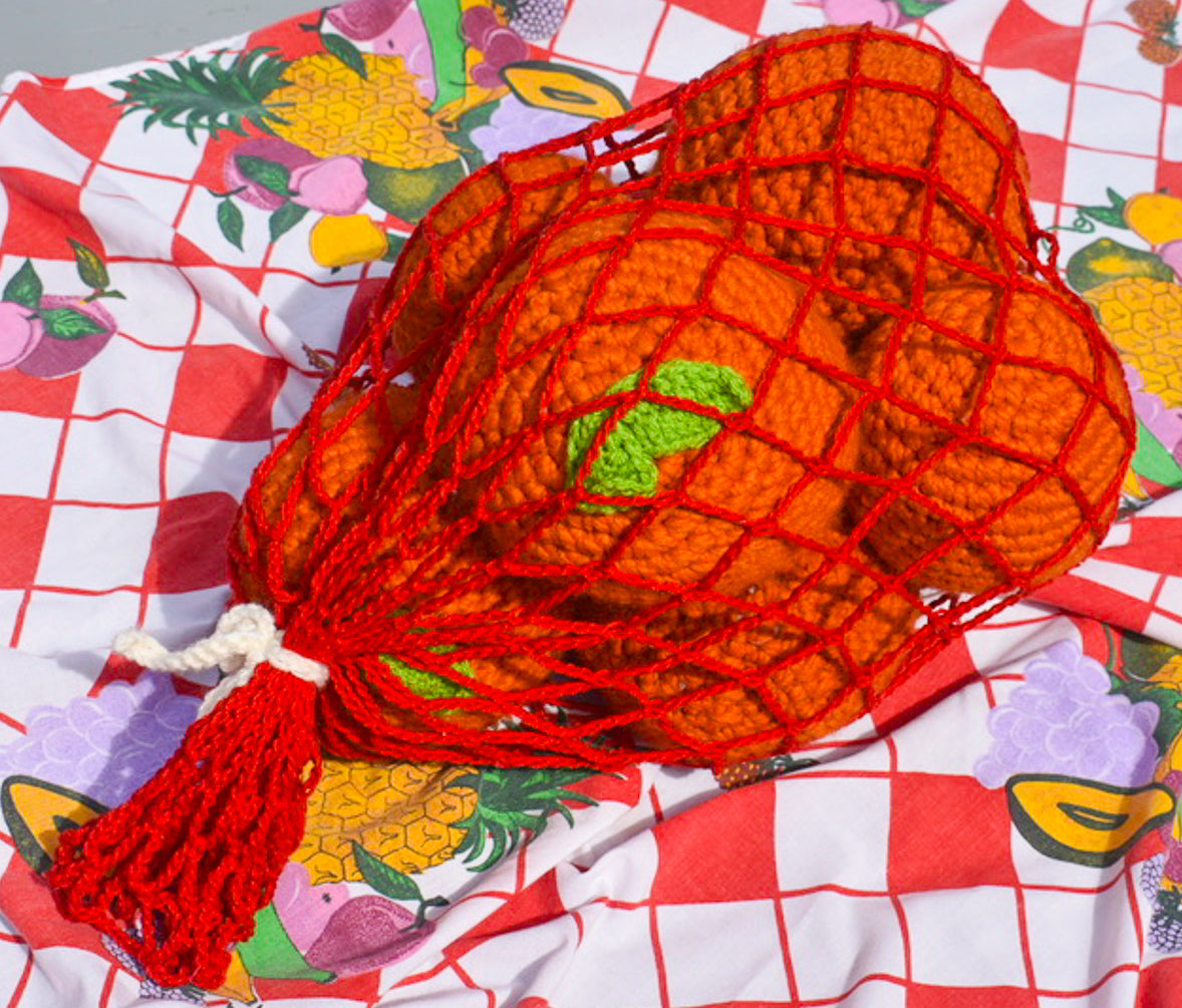 Bag of Oranges Crochet Pillow Pattern – Knotted Neon