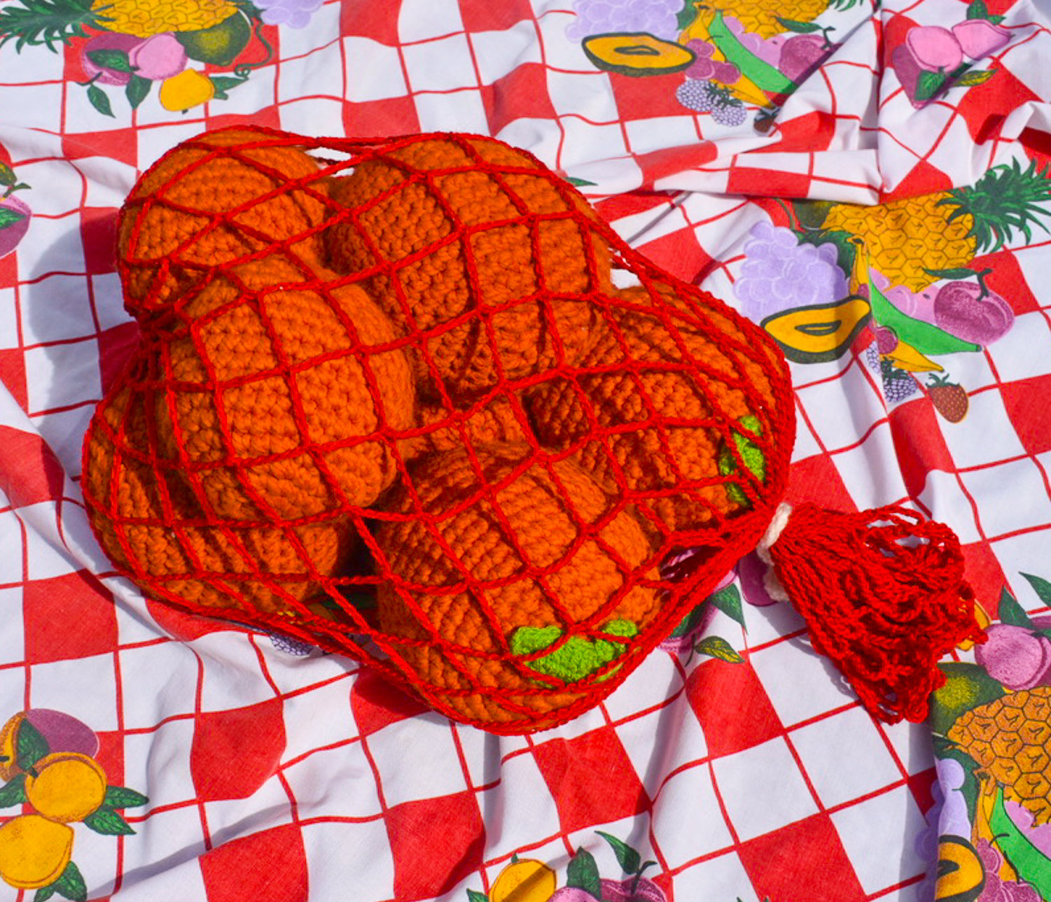 Bag of Oranges Crochet Pillow Pattern – Knotted Neon