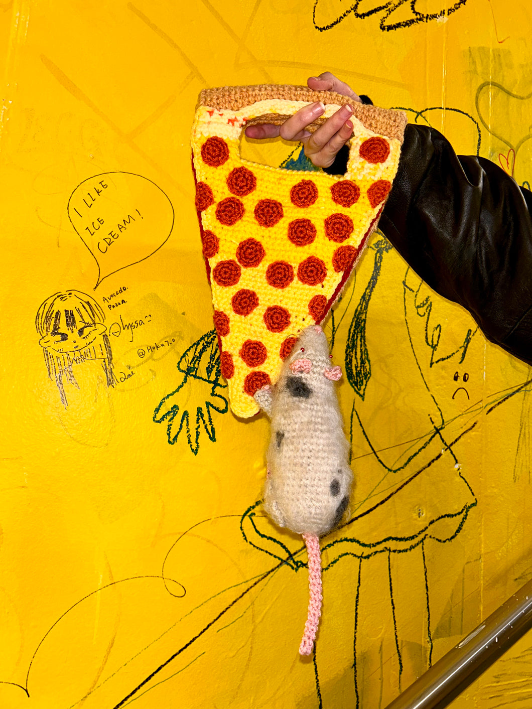 CUSTOM Pizza Rat Hand Bag
